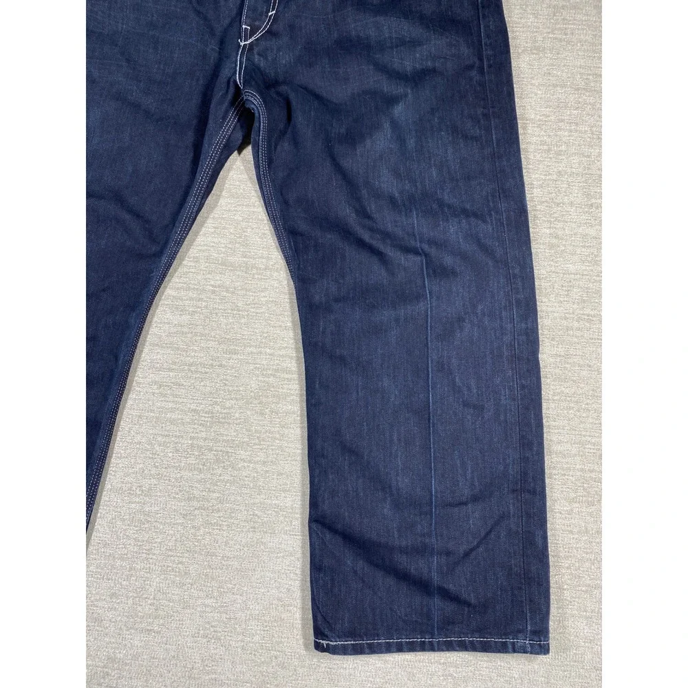 Levis 569 Loose Straight Jeans Mens 44x30 Dark Wash Denim Zipper Contrast Stitch